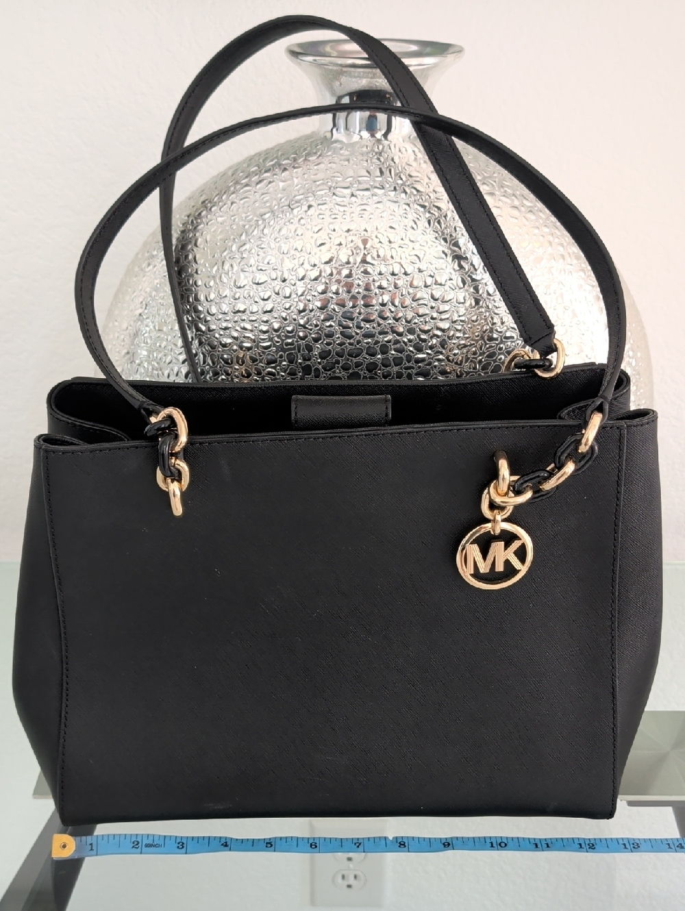 Michael Kors Black & Gold SOFIA Large Tote Purse Bag